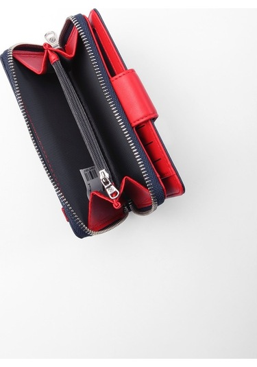 Cengiz Pakel 65256M Kadın Orta Boy Cüzdan Lacivert Kırmızı Lacivert