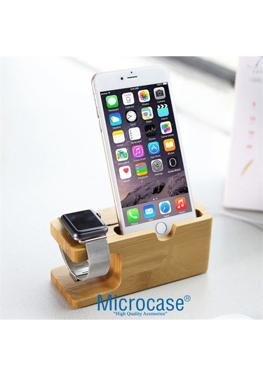 Microcase Watch ve iPhone Uyumlu Bambu Dock Şarj Standı Bd101