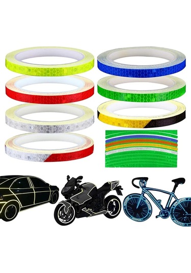 Mavi Bisiklet Araba Styling Yansıtıcı Floresan Şerit Bant Motosiklet Gövde Jant Tekerlek Şerit Bant Çıkartmalar Dekoratif Mavi/kırmızı/sarı Sarı