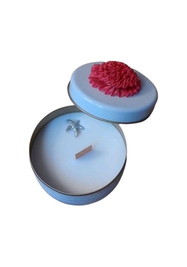 Uretti - Ayşe 7362 2296 El Yapımı Yasemin Kokulu Metal Kutuda Mum - 3 X 7 Cm Beyaz