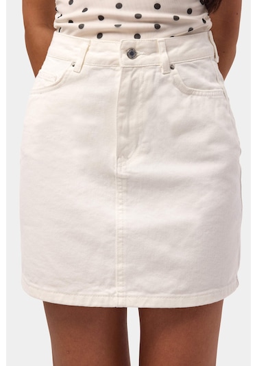 Itsbasic Kadın Kırık Beyaz 7s6-101 Straight Mini Denim Etek