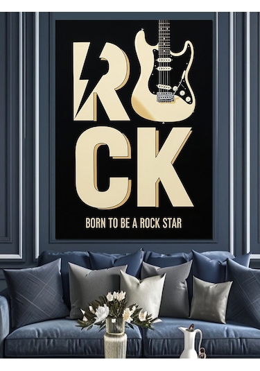 "rock" Minimalist Poster Dekoratif Kanvas - Mdf Ahşap Tablo