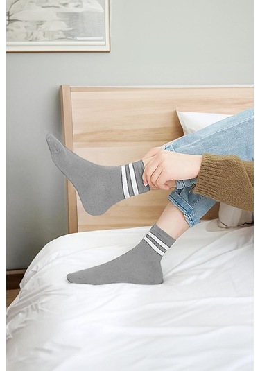 Çizgili Tenis Çorabı Kolej Çorap Unisex 2 Adet 001