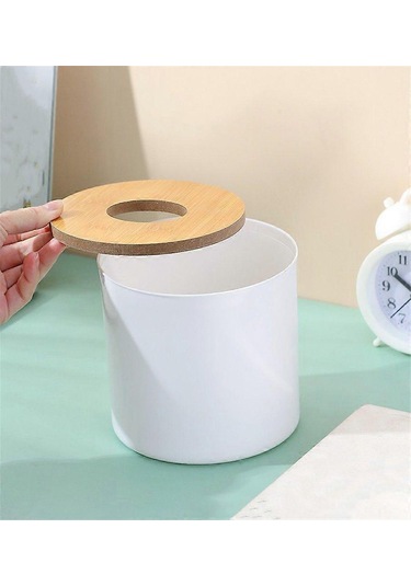 Bambu Kapaklı Mendil Kutusu, Yuvarlak Mendil Kutusu, Peçete Kutusu