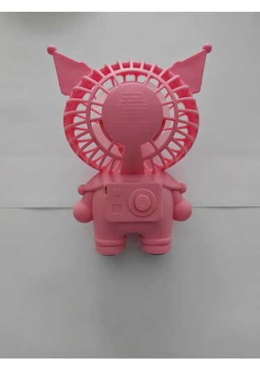 Mini El Fanı Şarjlı Telefon Tutuculu Kuromi Figürlü 2 Kademeli Taşınabilir Vantilatör Masa El Tipi Serinletici Soğutucu