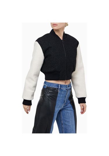 Alice And Olivia Felisa Kısa Varsity Ceket Siyah