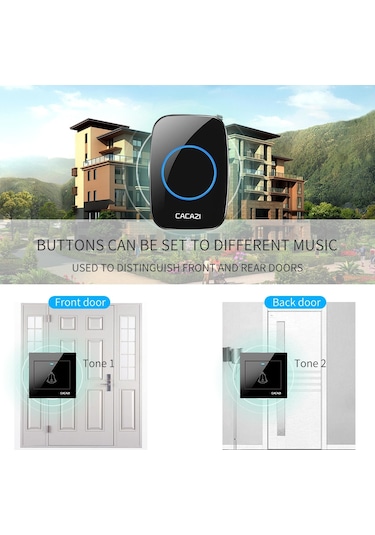 Cacazı H10 1 For 1 Kablosuz Akıllı Kapı Zili, Fiş: Ab Fiş Siyah