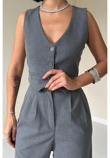 Defymoda Antrasit Klas Ceket Ve Yelek Ve Pantolon Takım Antrasit