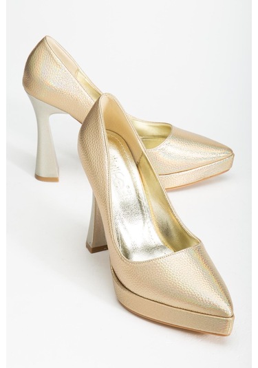 Suins Valen Kadın Platform Topuklu Stiletto Ayakkabı Altın