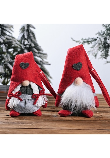 Gnome Noel Süsü 2 Li Set, Noel Baba Gnome Dekorasyon Seti
