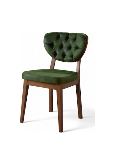 Boston Sandalye - Milas Yeşil - Kahve Gürgen Iskelet