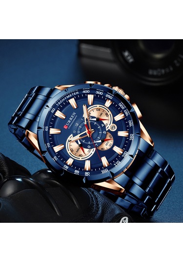 Curren 8363 Erkekler İçin Kuvars Erkek Kol Saati Paslanmaz Çelik Kayışlı Üç Alt Göstergeli İkinci Dakika Mikro Saniye Kronograf Tarih Takvim Göstergesi Su Geçirmez Işıldayan İğneler Giyilebilir Çok Renkli