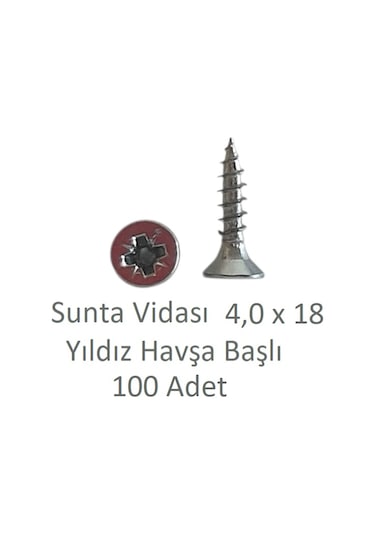 Sunta Vidası, 4,0 X 18 Mm, 100 Adet, Yhb Vida 4 x 18