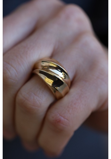 Yenigün Kuyumculuk 14 Ayar Altın Geniş Bombeli Şerit Yüzük Yzk25695