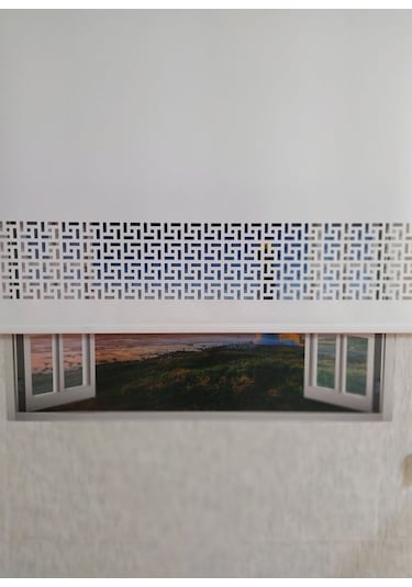 Ekru Lazer Kesim Modern Stor Güneşlik Perde
