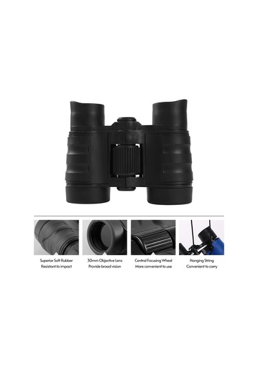Kosona Çocuk İçin 4x30 Büyüklüklü İkiz Lens Gözlük, Kaymazsız Kollü, Optik Cam Lensli, Mavi Mavi