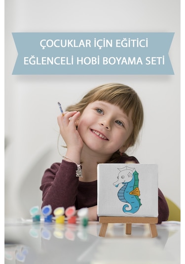 Sevimli Denizatı Çocuk Eğitici Tuval Boyama Hobi Seti