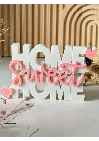 Home Sweet Home Yazılı Dekoratif Obje 3d Baskı Masa Üstü