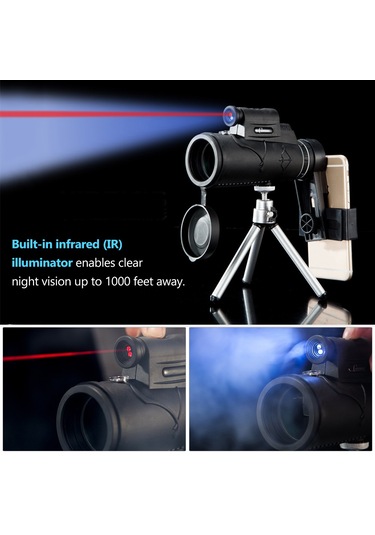 Wezone 12x50 Tek Gözlü Teleskop, Inframerahat Işıklandırıcı, Gece Görüşü, Taşınabilir, Dış Mekan, Standart Set
