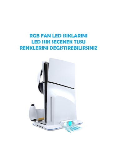 İpega P5s020w Ps5 Slim Disk/ps5 Slim Dijital Uyumlu Rgb Soğutucu Fanlı Stand