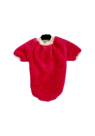 Welsoft Kışlık Lastikli Pembe Kedi Köpek Kıyafeti Elbisesi L