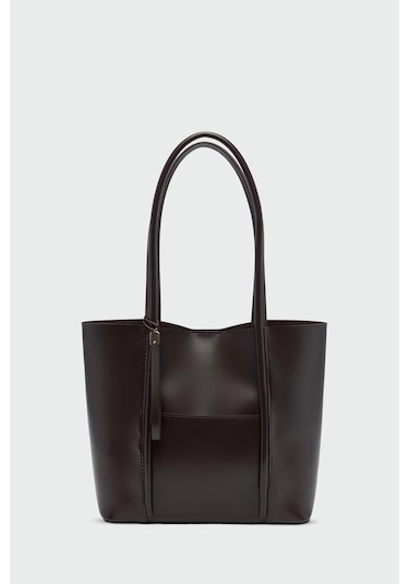 Pebbled Omuz Çantası Kahve Kahverengi - Siyah - Bej