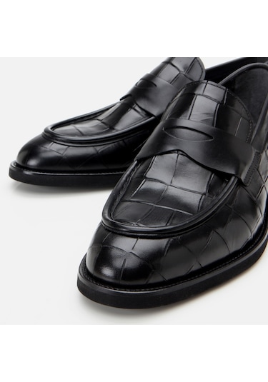 Hotiç Hakiki Deri Siyah Erkek Kroko Desenli Loafer 02ayh305260a100 Siyah-black Siyah