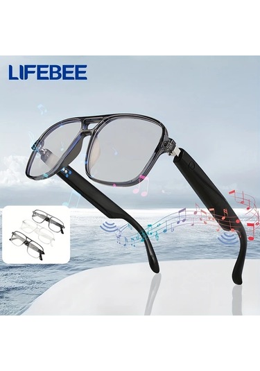Honeybeeshop Lıfebee Siyah Akıllı Ses Gözlük Dokunmatik Kontrol Kablosuz Kulaklık Mikrofon Usb Şarj Eller Serbest Aramalar Sesli Asistan Uyumlu