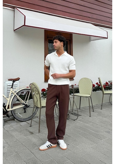 Flaw Müslin Kumaş Baggy Pantalon Kahverengi Kahverengi