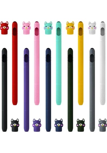 Apple Pencil 2. Nesil Uyumlu Koruyucu Silikon Kılıf Kaydırmaz Sevimli Kedi Figürlü Kalem Değildir
