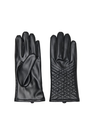 Only Kadın Desenli Deri Eldiven 15350311 Siyah Siyah