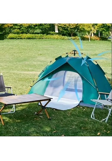 Çift Kapılı Otomatik Kurulum Kamp Çadırı 3 Kişilik Kolay Kurulum Piknik Plaj Çadır 200x150x125cm Yeşil