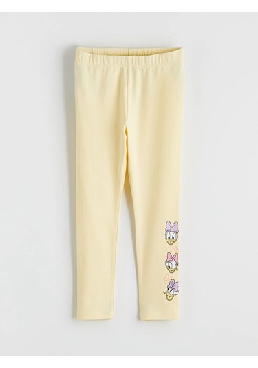 Lc Waikiki Sarı Daisy Duck Baskılı Kız Çocuk Tayt 2'li Sari