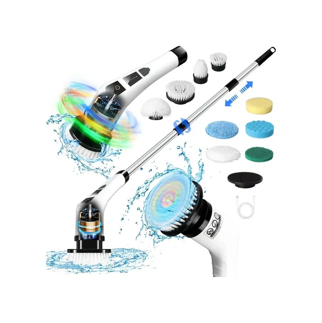7 İn 1 Kablosuz Elektrikli Temizlik Fırçası Seti Çok Renkli