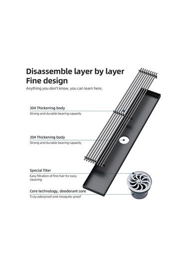 Hangfox 304 Paslanmaz Çelik Uzun Drenaj, Patenti Var Kokusuzluk, Haşere Ve Su Geri Akış Engeli, Büyük Debi, Saç Filtresi, Banyo/wc/çamaşır Makinesi, 8x20x4cm, 75mm Boru Paslanmaz Çelik