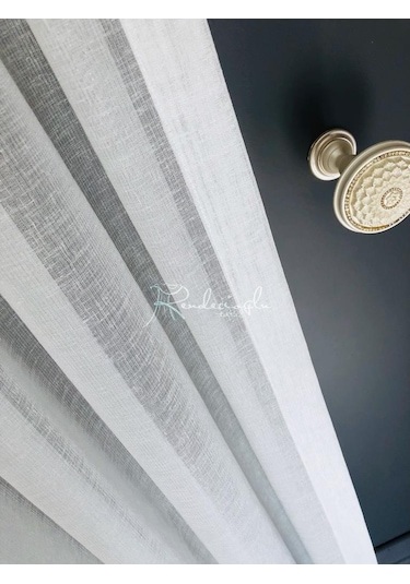 Tül Perde Simli Keten Pırıltı Iplik Etek Kurşun Sarım Ekru