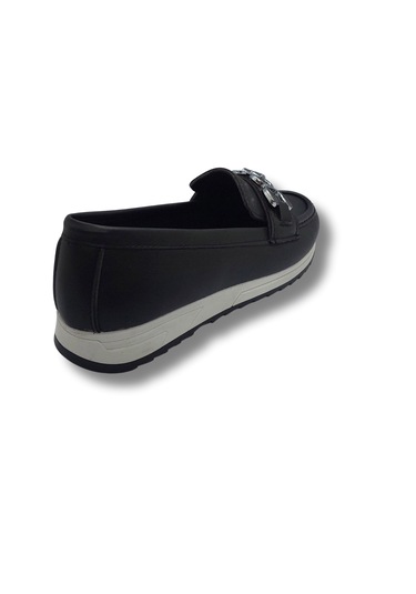 Tarzbu Kadın Siyah Taşlı Tokalı Comfort Loafer Ayakkabı, Rahat Taban, Düz Kadın Babet Ayakkabı Taslıtokalıtarzkl1 1961 Sıyah