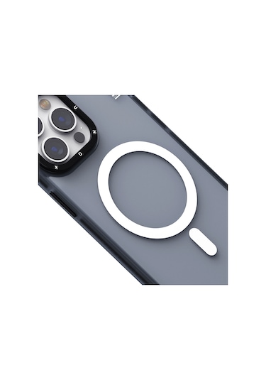 İphone 15 Pro Uyumlu Kılıf Magsafe Şarj Özellikli Youngkit Colored Sand Serisi Kapak Siyah