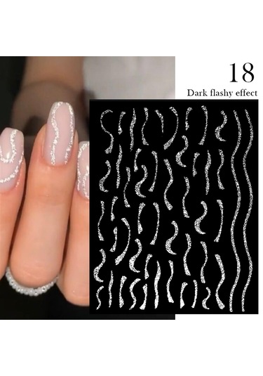 3d Reflektif Efekt Nail Art Sticker Model - 18 55881- 18
