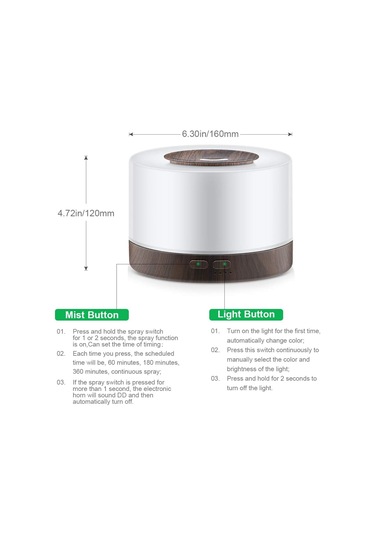 Aromaterapi Esansiyel Yağı Difüzör, 500ml Ultrasonik Aroma Ayarlanabilir Sis Modu İle Serin Sis Nemlendirici, Susuz Otomatik Kapatma Ve Uzaktan Kumanda, 7 Renk Değiştiren Led Gece Işıkları Ev İçin