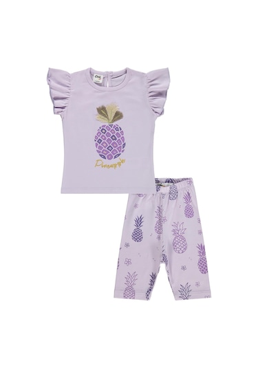 Civil Baby Ananas Baskılı 6-18 Ay Takım - Lila