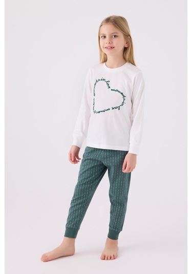 Arnetta 3050 Kız Çocuk Love Uzun Kol Pijama Takım Krem