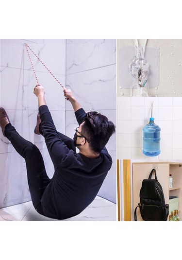 MSO 5 Adet Süper Güçlü Pratik Paslanmaz Kanca Askı Şeffaf