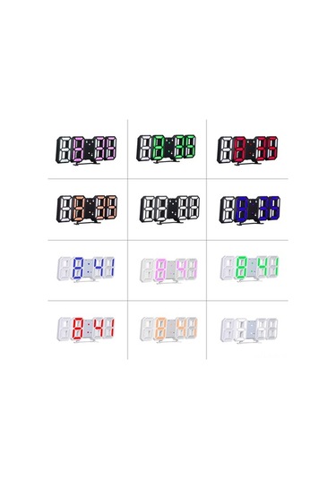 Ulzyvf 3d Led Saat - Usb Şarjlı, 6 Renkli Duvar & Masa Saati Siyah Kasa Çok Renkli ÇOk Renkli