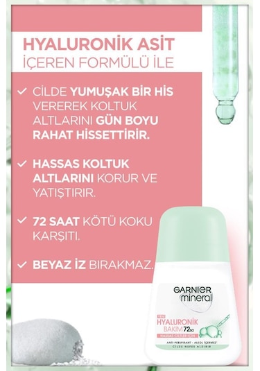 Garnier Mineral Hyaluronik Bakım 72 Saat Kadın Roll-On Deodorant 50 ML