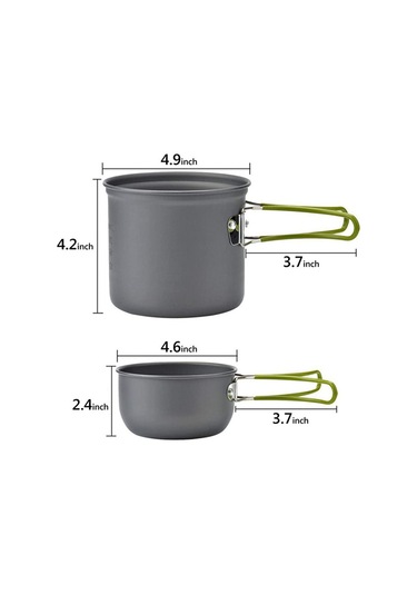 Kamp Taşınabilir Tencere Seti Yeşil Yeşil