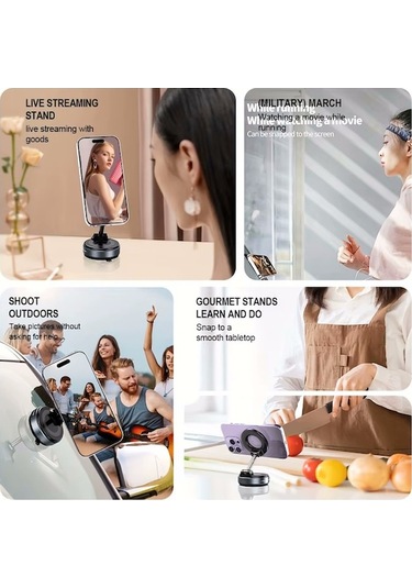 K007 Vakumlu Manyetik 360 Dönen Çok Amaçlı Araç Telefon Tutucu -