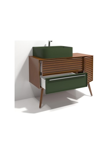 Zelena 100 Cm Banyo Dolabi - Yeşil / Meşe Çok Renkli