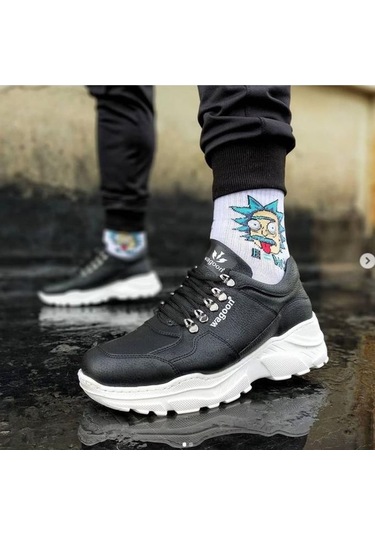 Wagoon Wg019 Siyah Erkek Yüksek Taban Ayakkabı Çok Renkli