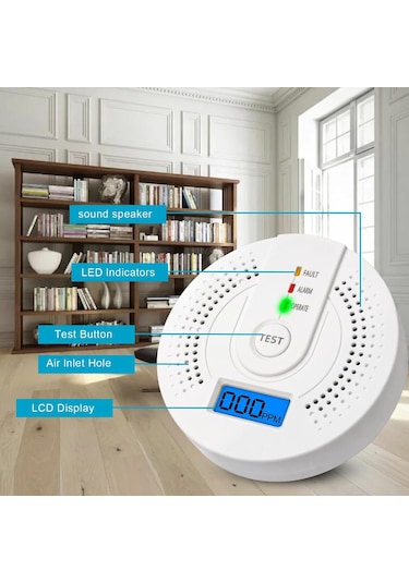 Youtek Ev Güvenliği İçin 2'li Paket Pilli Karbon Monoksit Dedektörü - Dijital Ekranlı Gerçek Zamanlı Uyarı Ve İzleme Çok Renkli